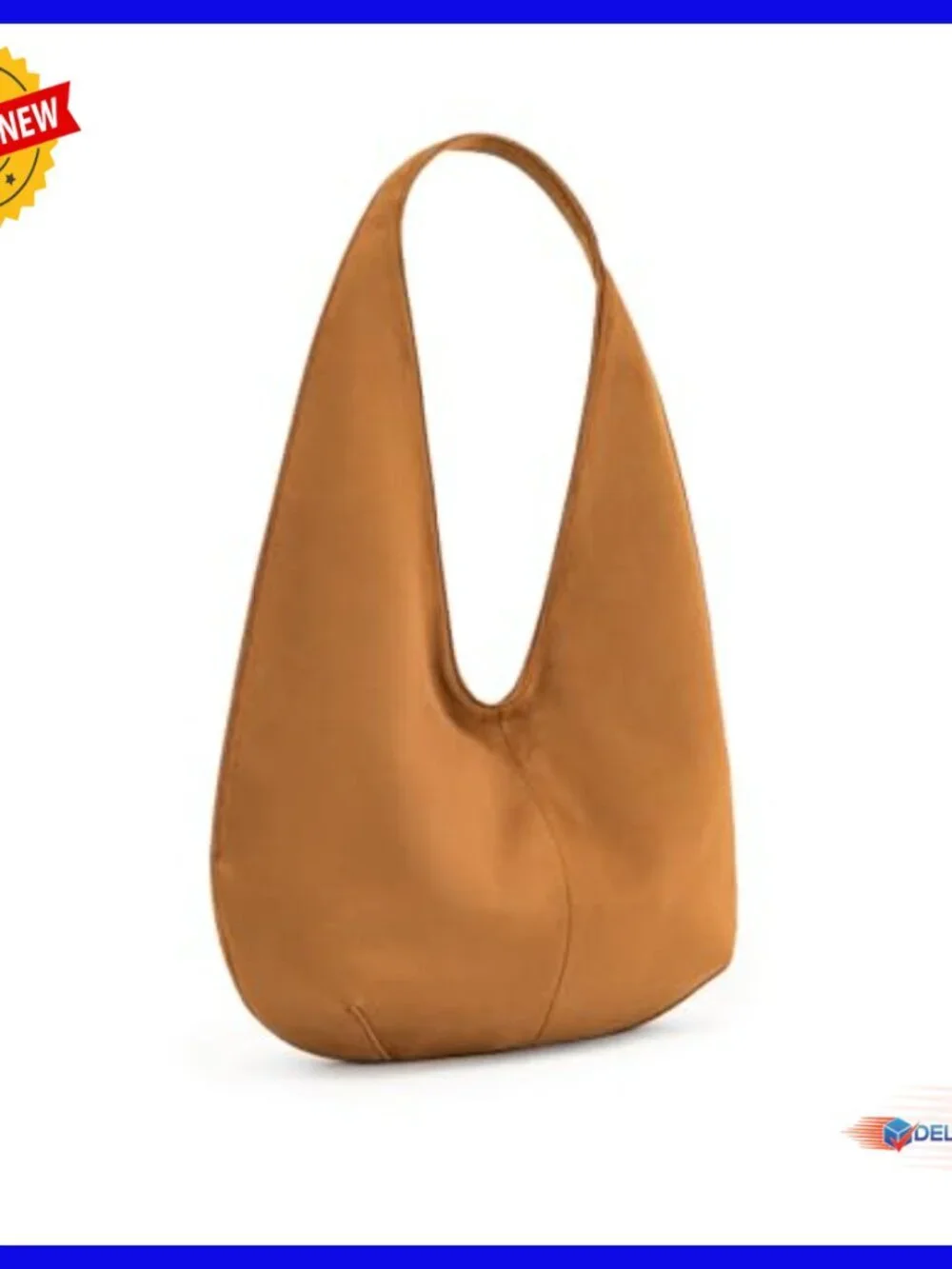 Faux Suede Hobo Shoulder Bag with Magnetic Closure, Fits iPad Pro